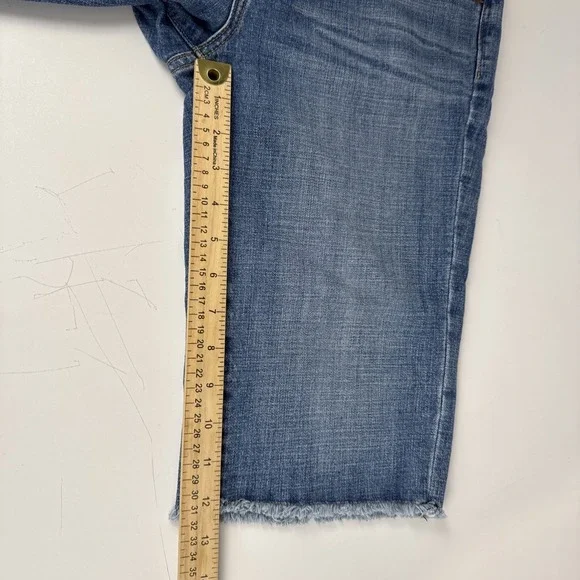 Lucky Brand Abbey Bermuda Shorts Women 6 28 Blue Denim Embroidered Frayed Hem - Picture 11 of 16